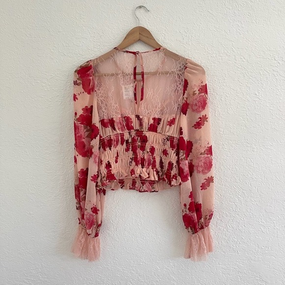 Free People Daphne Holiday blouse romantic combo pink - XS - Picture 8 of 9